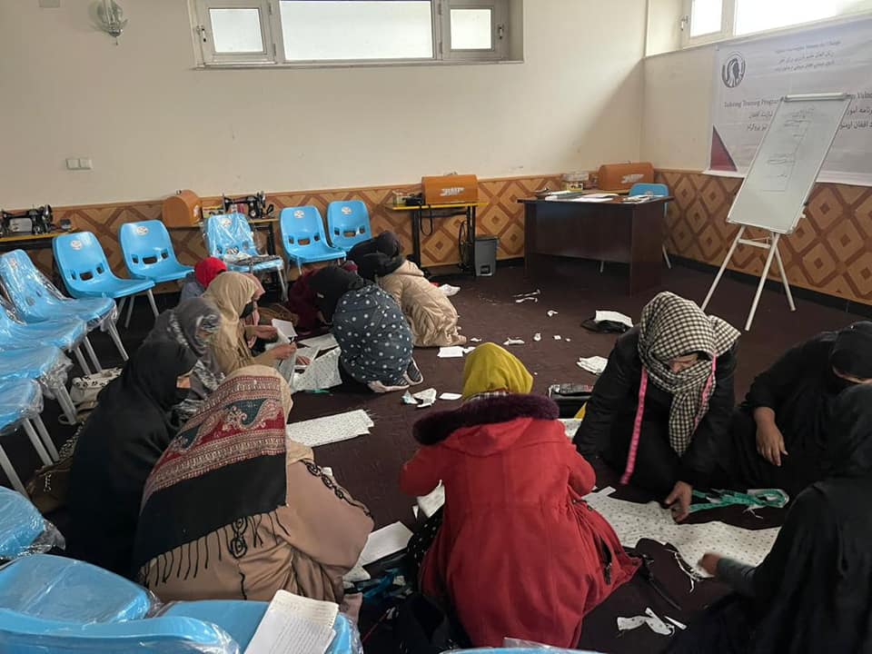 Participants gathered for practical work at one of the organisation's centres in Kabul
