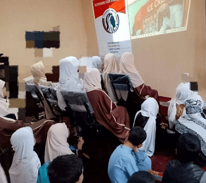 A teaching scene shared in connection with the organisation's digital education initiative for girls in Kabul and Faryab